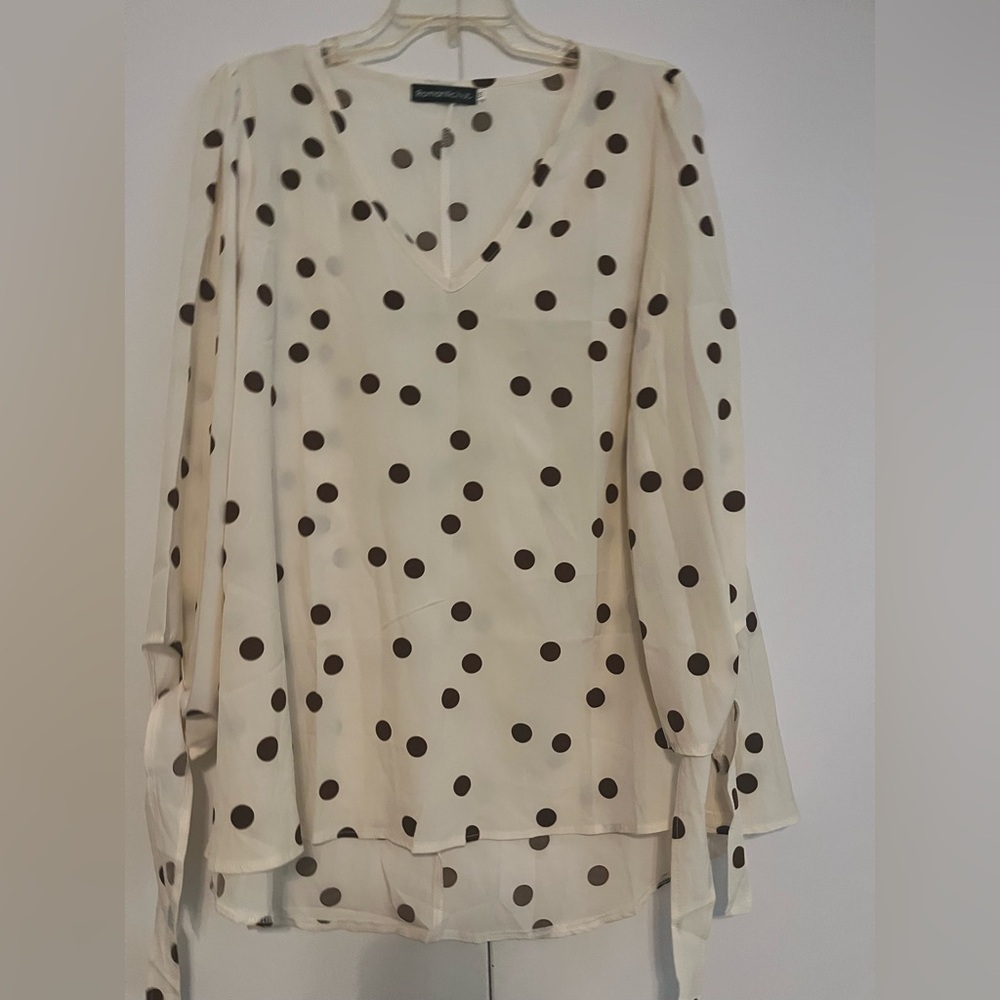 Polka Dot V-Neck Blouse